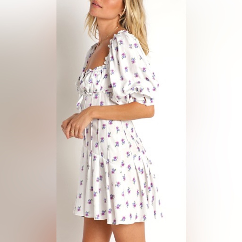 For Love And Lemons Viola dress / White and Purple Ruffled Tiered Sundress - Picture 3 of 8